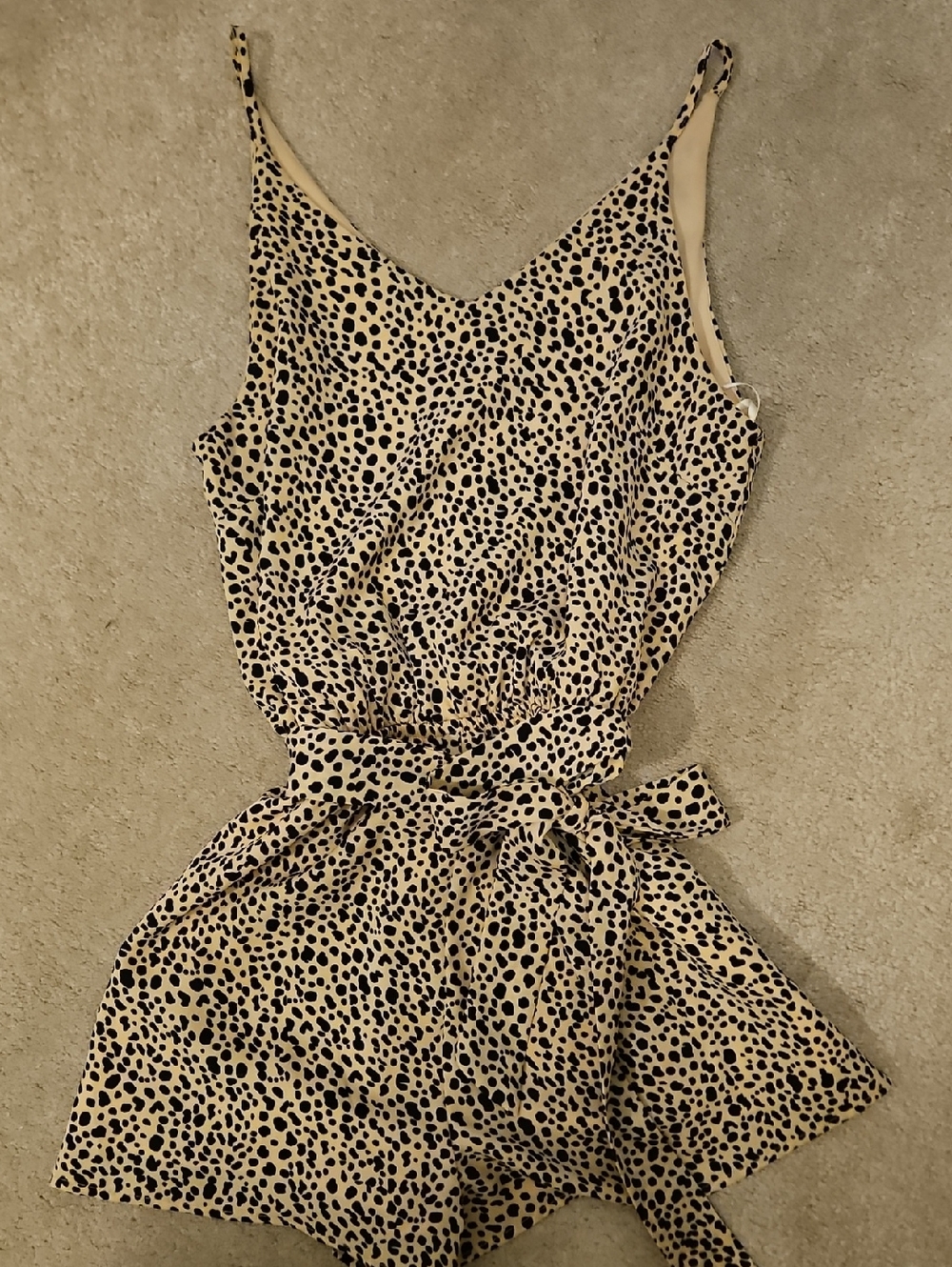Pink Lily Leopard Print Tie-Waist Romper